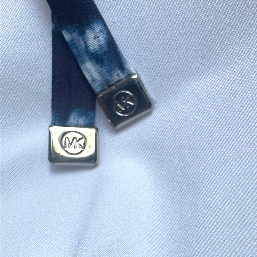 Michael Kors Navy Blue Tie Dye Triangle Top Large - Picture 3 of 5